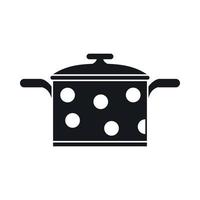 Saucepan with white dots icon, simple style vector