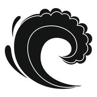 icono de surf de olas, estilo negro simple vector