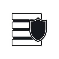 Database with shield icon, simple style vector