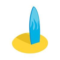 Blue surfboard icon, isometric 3d style vector