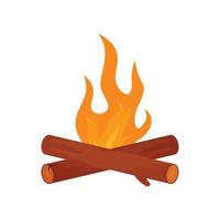 Simple camp fire icon, flat style vector