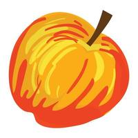 Red yellow apple icon, cartoon style vector