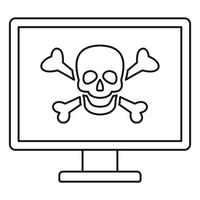 Computer virus attack icon, outline style vector