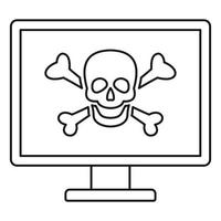 icono de ataque de virus informático, estilo de esquema vector