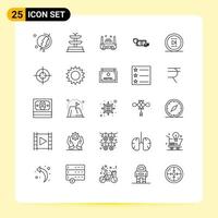 Line Pack of 25 Universal Symbols of office payment technology money finance Editable Vector Design Elements