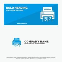 Confidential Data Delete Document File Information Shredder SOlid Icon Website Banner and Business Logo Template vector