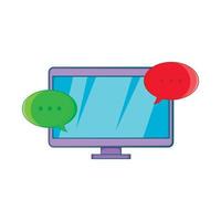 Messages on computer icon, cartoon style vector