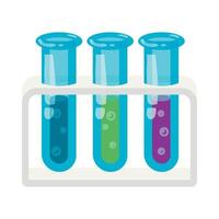 Three test tubes with colored liquids icon vector