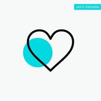 interfaz de instagram de amor como icono de vector de punto de círculo resaltado turquesa