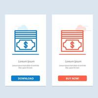 Cash Dollar Money  Blue and Red Download and Buy Now web Widget Card Template vector