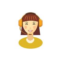 Female customer support operator with headset icon vector