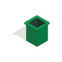 icono de papelera verde, estilo 3d isométrico vector