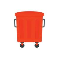 Red garbage box icon, flat style vector