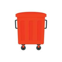 Red garbage box icon, flat style vector