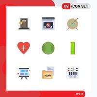 Group of 9 Modern Flat Colors Set for sport human heart website heart shape focus Editable Vector Design Elements