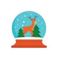 Deer glass snow ball icon, flat style vector