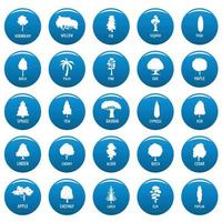 Tree vector icons set blue, simple style