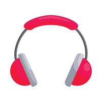 Pink headphones icon, cartoon style vector