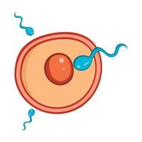 Fertilization of egg icon, cartoon style vector