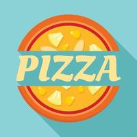 Pizza label logo, flat style vector