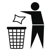 Drop garbage bin icon, simple style vector