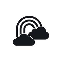 Rainbow and clouds icon, simple style vector