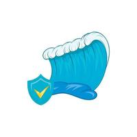 Blue tsunami wave icon in cartoon style vector