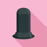 Black condom icon, flat style vector