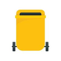 Yellow garbage can icon, flat style vector