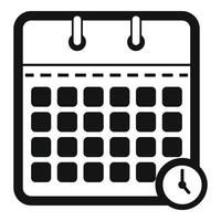 Calendar time icon, simple black style vector