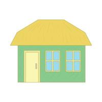 Green cottage icon, cartoon style vector