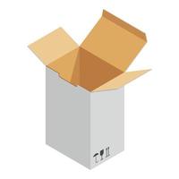 icono de caja larga, estilo isométrico vector