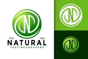 N Natural Leaf Logo Design, brand identity logos vector, modern logo, Logo Designs Vector Illustration Template