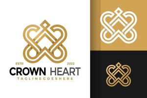 W Letter Crown Heart Logo Design, brand identity logos vector, modern logo, Logo Designs Vector Illustration Template