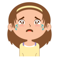 niña llorando cara dibujos animados lindo png