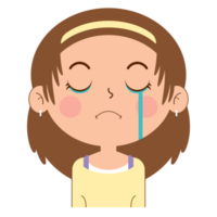 niña llorando cara dibujos animados lindo png