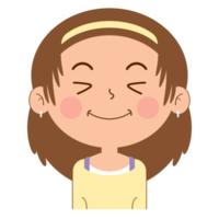 fille visage heureux dessin animé mignon png