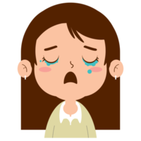 girl crying face cartoon cute png