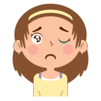 niña llorando cara dibujos animados lindo png