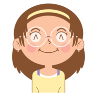 fille visage heureux dessin animé mignon png