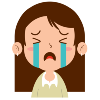 girl crying face cartoon cute png