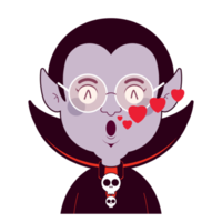 Dracula in love face cartoon cute png