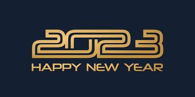 2023 Happy New Year Golden logo text design. 2023 number design template editable vector