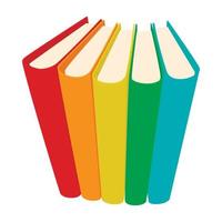 Stack of three colored books icon, cartoon style vector