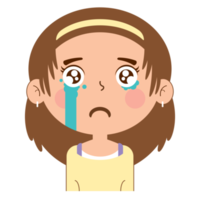 niña llorando cara dibujos animados lindo png