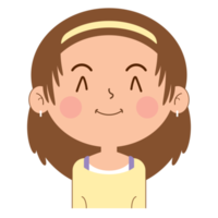 fille visage heureux dessin animé mignon png