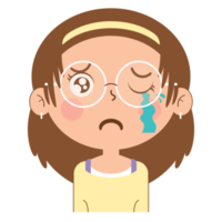 niña llorando cara dibujos animados lindo png