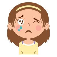 niña llorando cara dibujos animados lindo png