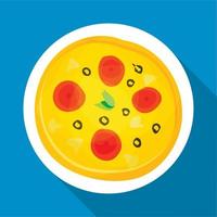 icono de pizza, estilo plano vector