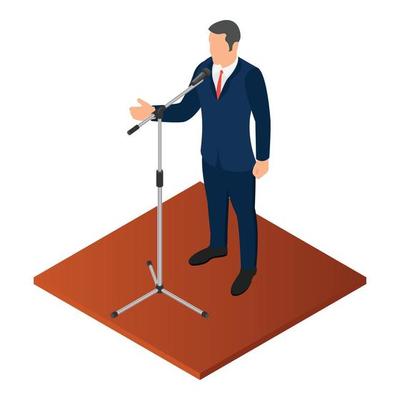 Political orator icon, isometric style